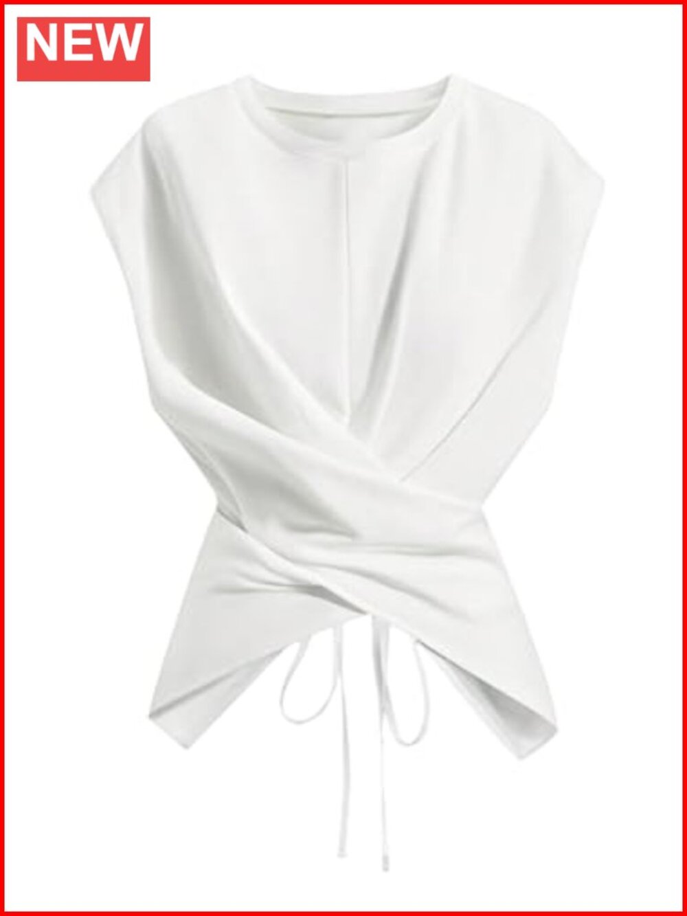 Women Asymmetrical Wrap Crop Top Tie Back Cap Sleeve Casual Summer Tee
